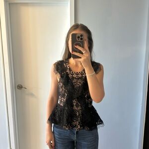 ALEXIS Cairo Lace Peplum Top Black
